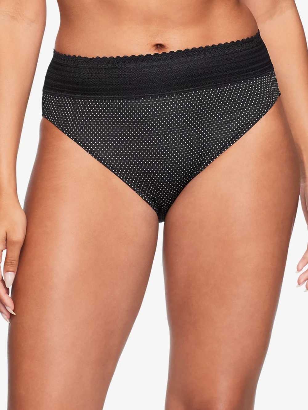 Warner's  Dig-Free Comfort Waist Lace Microfiber Hipster Black Dot Medium NWT